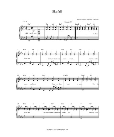 Skyfall Piano Sheet Music PDF