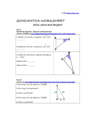 Sohcahtoa Worksheet PDF