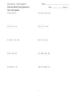 Solving Multi Step Equations Worksheet PDF - (PRINTABLE)