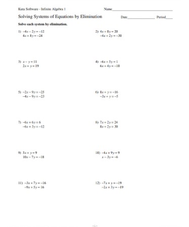💻 Solving Systems Of Equations By Elimination Worksheet PDF - (FREE)
