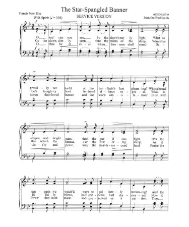 Star Spangled Banner Sheet Music PDF