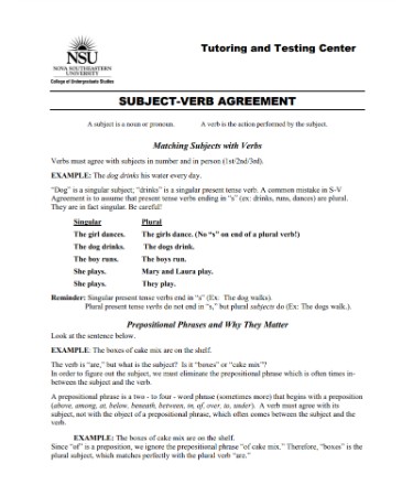 Subject Verb Agreement Worksheet PDF