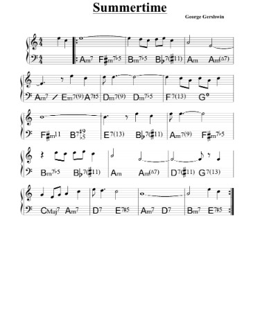 Summertime Sheet Music PDF