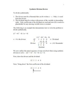 Synthetic Division Worksheet With Answers PDF - Free Download (PRINTABLE)