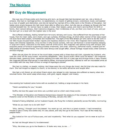 the necklace by guy de maupassant story the necklace by guy de maupassant story