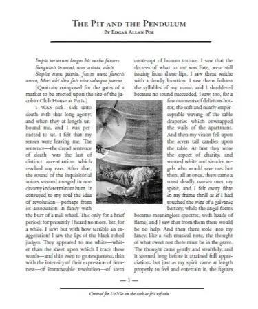 The Pit and the Pendulum PDF