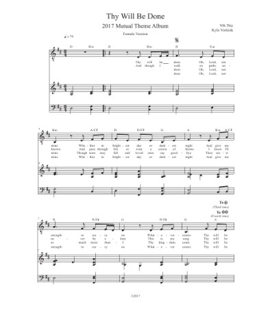 Thy Will Sheet Music PDF