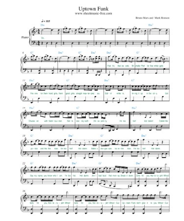 Uptown Funk Sheet Music PDF