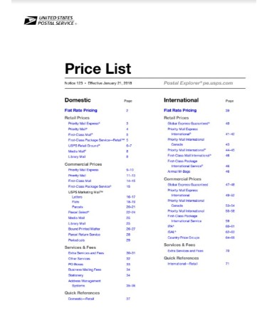 Usps Rate Chart PDF