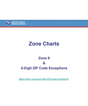 Zip Code Zone Chart