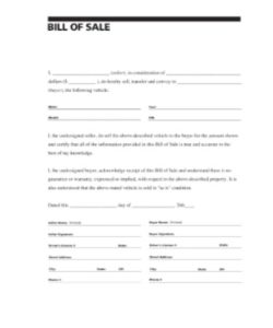 vehicle bill of sale template fillable pdf free download printable