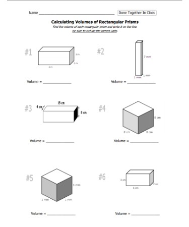 Volume Of Rectangular Prism Worksheet PDF - (PRINTABLE)