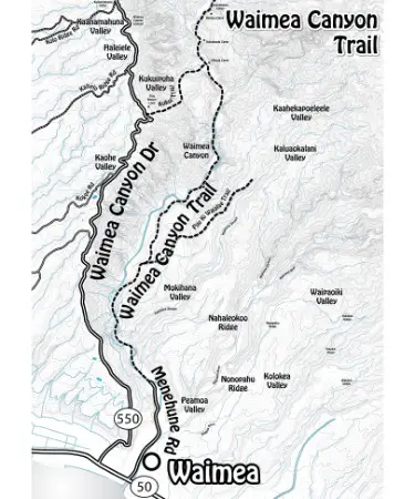 Waimea Canyon Trail Map 