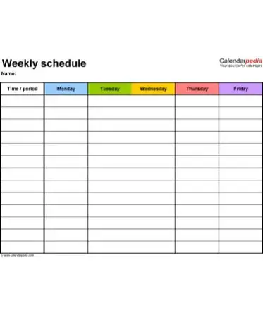 weekly schedule template pdf free download printable