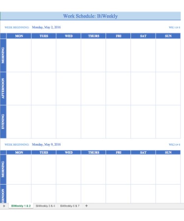 Weekly Work Schedule Template PDF