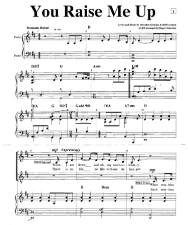 You Raise Me Up Sheet Music PDF