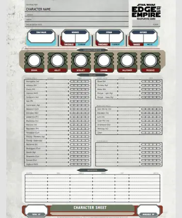 Edge of the Empire Character Sheet