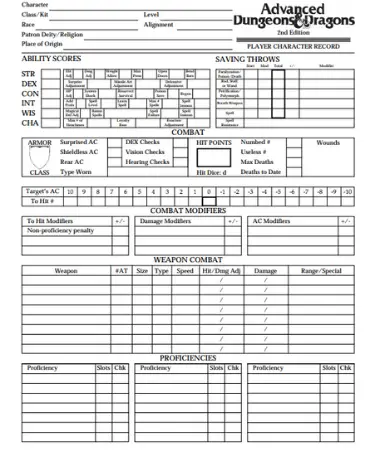 Ad D Character Sheet Scouting Web