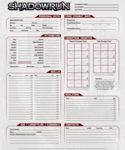 advice for shadowrun character sheet pencil paper