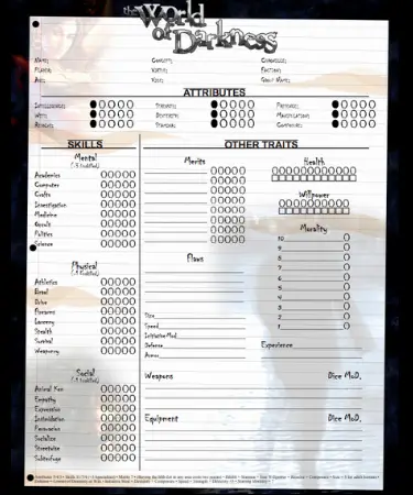 World of Darkness Character Sheet